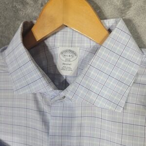 Brooks Brothers Shirt Mens 16.5-4/5 Blue Purple Check Plaid Regent Cotton